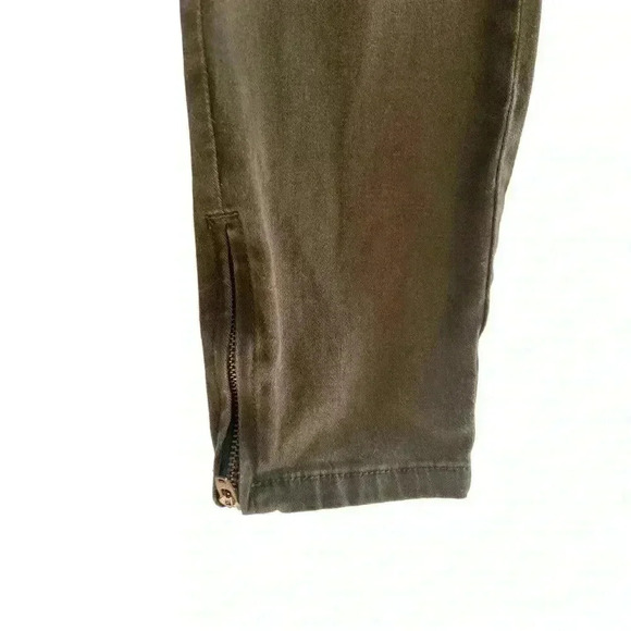 JONES NEW YORK Sport Soho Olive Green Brushed Cotton Slim Pants Ankle Zip Size 8 - Picture 5 of 7